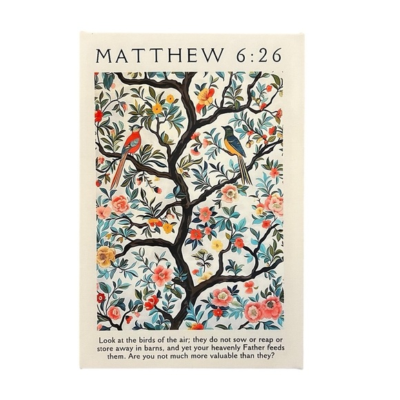 Bible Verse Floral and Bird Wall Art, 8x12, Canvas on Wood Frame, Ready to Hang - Picture 4 of 7
